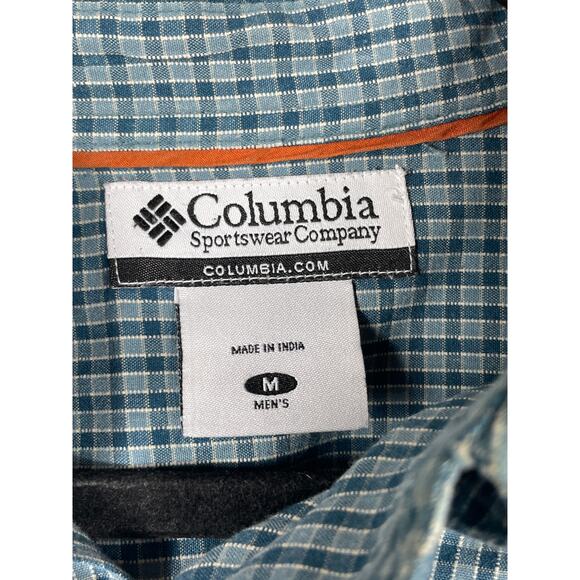 Columbia Mens Size M Long Sleeve Button Down Shirt Blue/Green Plaid - Picture 3 of 10